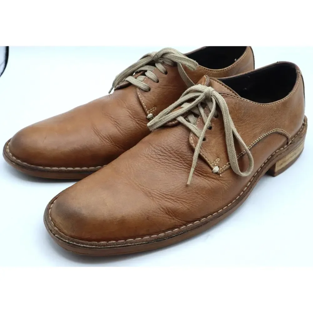 Cole Haan Mens 8.5 Feathercraft Grand Blucher Tan Leather Oxfords Lace Up Brown
